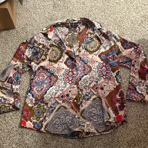 Zara Colorful Paisley Button-Up Shirt